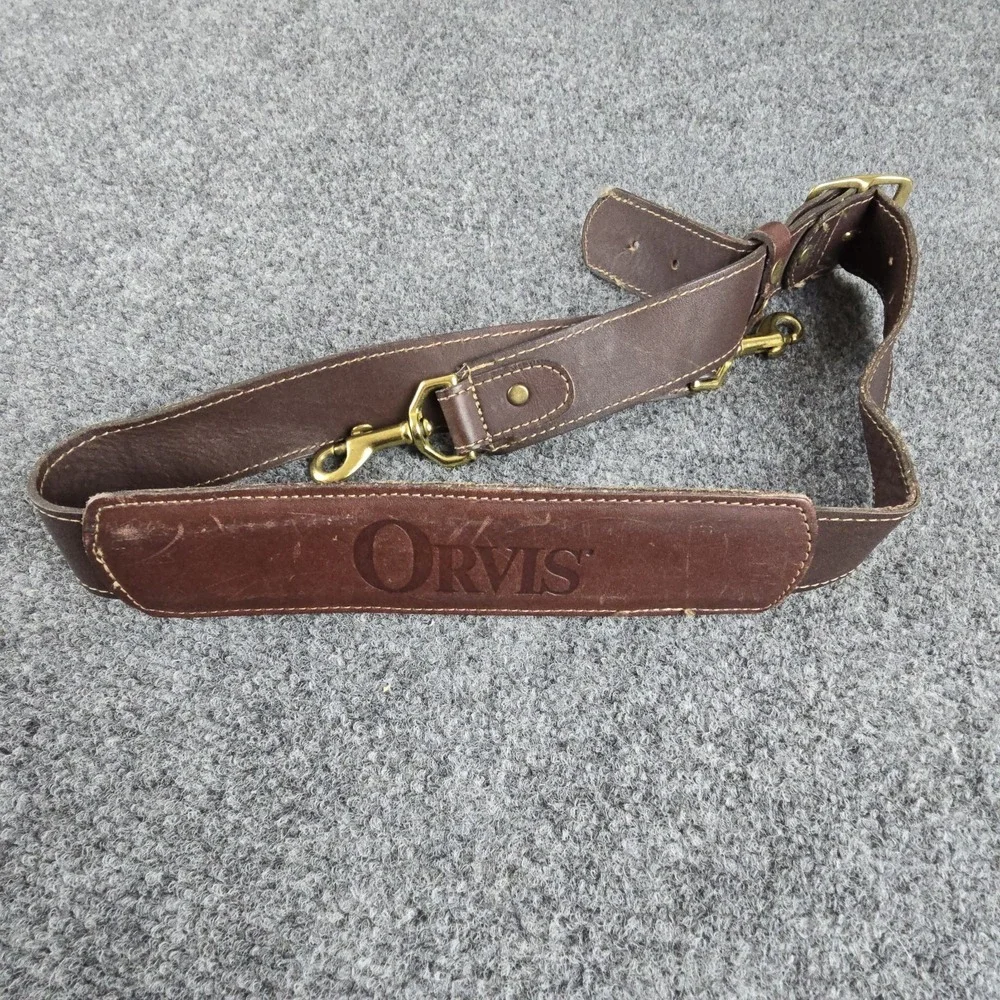Orvis Vintage Leather‎ Briefcase USA Brown Rawhide Messenger Bag 16x13 Strap